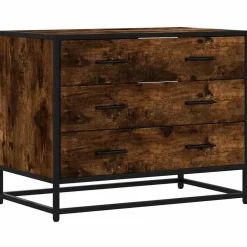 Best vidaXL Lådskåp 70x41x56 cm konstruerat trä Rökfärgad ek