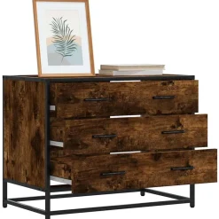 Best vidaXL Lådskåp 70x41x56 cm konstruerat trä Rökfärgad ek