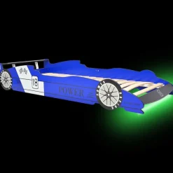 vidaXL LED Barnsäng racerbil 90x200 cm blå