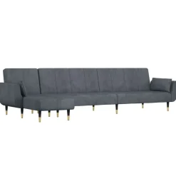 vidaXL L-formad bäddsoffa mörkgrå 275x140x70 cm sammet