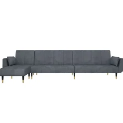 vidaXL L-formad bäddsoffa mörkgrå 275x140x70 cm sammet