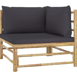 Sale vidaXL Loungegrupp för trädgården med dynor 6 delar bambu Mörkgrå