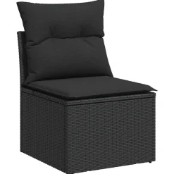 vidaXL Loungegrupp för trädgården med dynor 8 delar svart konstrotting