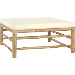 Discount vidaXL Loungegrupp för trädgården med gräddvita dynor 6 delar bambu Kräm
