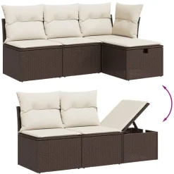 New vidaXL Loungegrupp för trädgården m dynor 6 delar brun konstrotting Brun och gräddvit