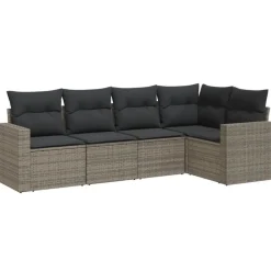 New vidaXL Loungegrupp för trädgården med dynor 5 delar konstrotting Grå