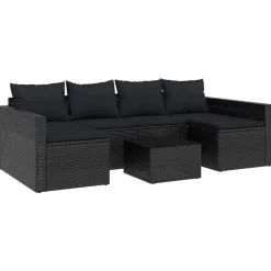 Best vidaXL Loungegrupp med dynor 2 delar konstrotting Svart