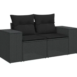 vidaXL Loungegrupp med dynor 6 delar svart konstrotting