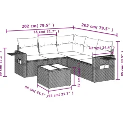 Sale vidaXL Loungegrupp med dynor 6 delar konstrotting Svart