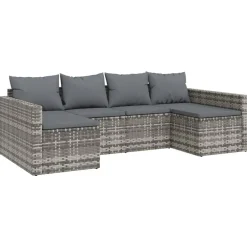 New vidaXL Loungegrupp med dynor 2 delar konstrotting Grå