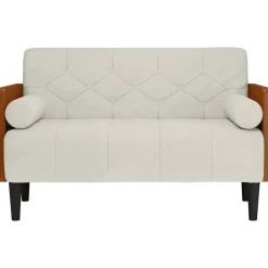 vidaXL Loveseat soffa med dynor gräddvit 110 cm sammet