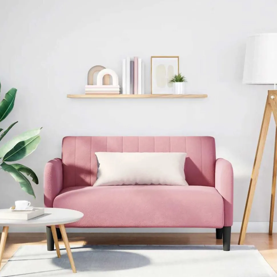 vidaXL Loveseat soffa rosa 109 cm sammet