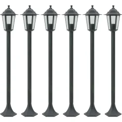vidaXL Lyktstolpar för trädgård 6 st E27 110 cm aluminium mörkgrön
