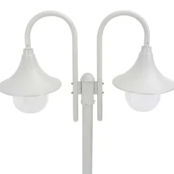 vidaXL Lyktstolpe för trädgård E27 220 cm aluminium 2 lyktor vit