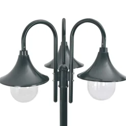 vidaXL Lyktstolpe för trädgård E27 220 cm aluminium 3 lyktor mörkgrön