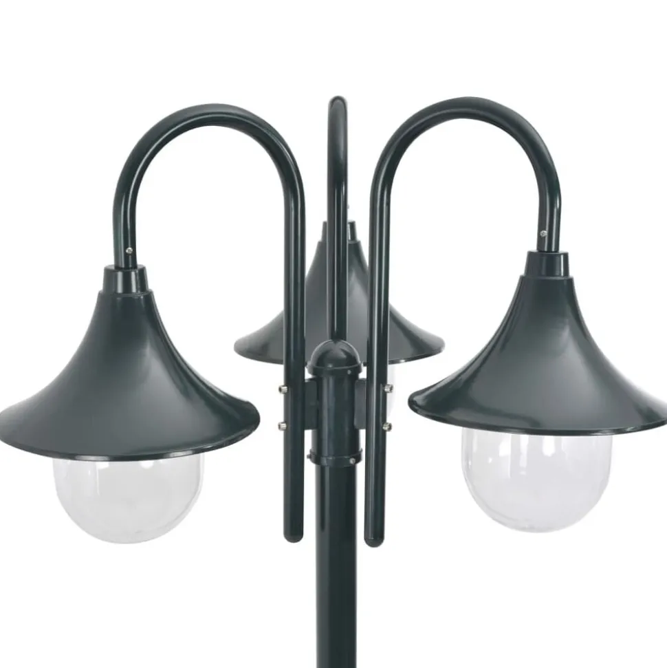 vidaXL Lyktstolpe för trädgård E27 220 cm aluminium 3 lyktor mörkgrön