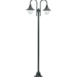 vidaXL Lyktstolpe för trädgård E27 220 cm aluminium 2 lyktor Mörkgrön