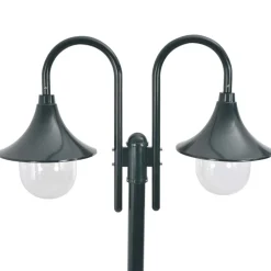 vidaXL Lyktstolpe för trädgård E27 220 cm aluminium 2 lyktor Mörkgrön