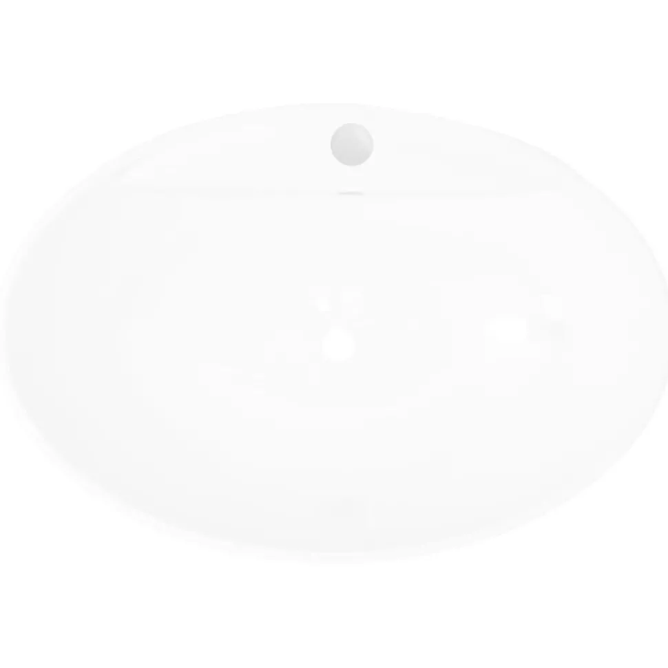 vidaXL Lyxigt keramisk handfat oval med överflöds- & kranhål