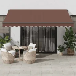 vidaXL Markis automatiskt infällbar brun 400x350 cm