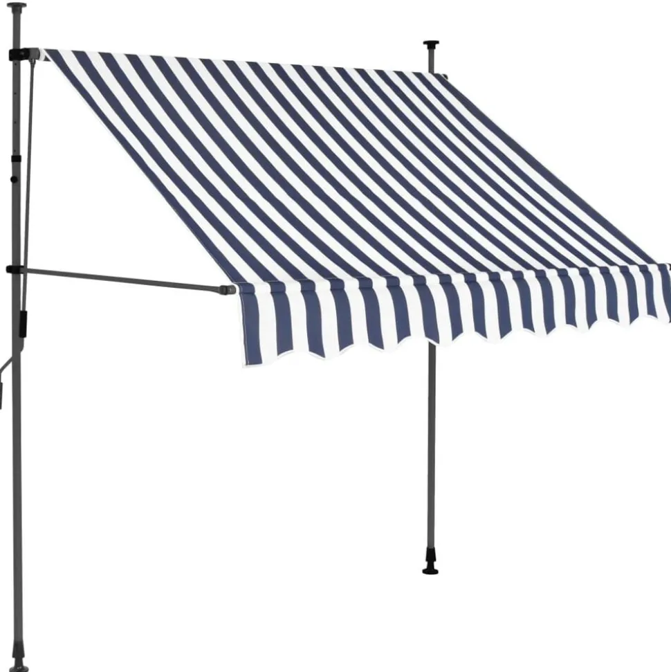 vidaXL Markis manuellt infällbar med LED 100 cm blå och vit