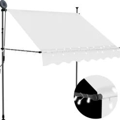 vidaXL Markis manuellt infällbar med LED 100 cm gräddvit