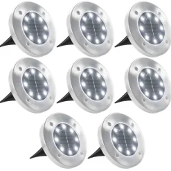 vidaXL Marklampor soldrivna 8 st LED vit