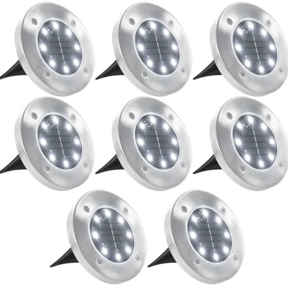 vidaXL Marklampor soldrivna 8 st LED vit