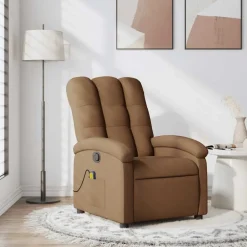 vidaXL Massagefåtölj brun tyg