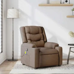 Online vidaXL Massagefåtölj tyg Brun