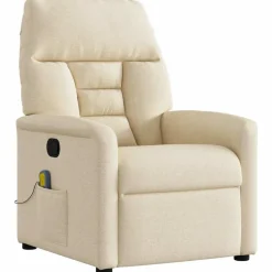 vidaXL Massagefåtölj gräddvit tyg