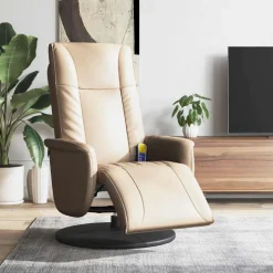 vidaXL Massagefåtölj med fotstöd cappuccino konstläder