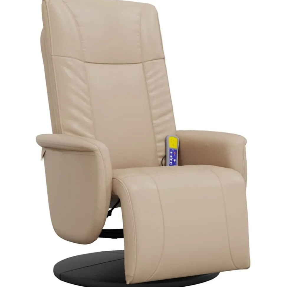 vidaXL Massagefåtölj med fotstöd cappuccino konstläder