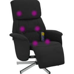 vidaXL Massagefåtölj med fotstöd svart tyg
