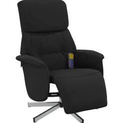 vidaXL Massagefåtölj med fotstöd svart tyg