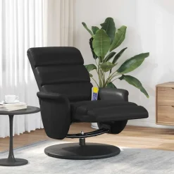 Best vidaXL Massagefåtölj med fotstöd konstläder Svart