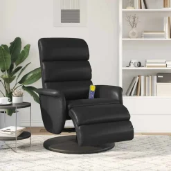 Best vidaXL Massagefåtölj med fotstöd konstläder Svart