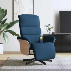 Best vidaXL Massagefåtölj med fotstöd tyg Blå