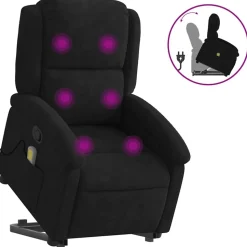 vidaXL Massagefåtölj med uppresningshjälp Svart sammet