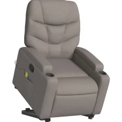 Hot vidaXL Massagefåtölj med uppresningshjälp tyg Taupe