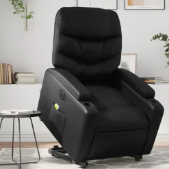 Discount vidaXL Massagefåtölj med uppresningshjälp konstläder Svart