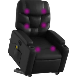 Discount vidaXL Massagefåtölj med uppresningshjälp konstläder Svart