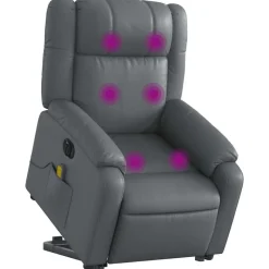 vidaXL Massagefåtölj med uppresningshjälp grå konstläder