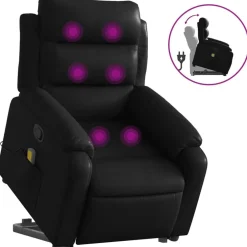 Sale vidaXL Massagefåtölj med uppresningshjälp konstläder Svart