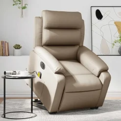 Hot vidaXL Massagefåtölj med uppresningshjälp konstläder Cappuccino