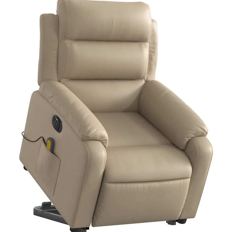 Hot vidaXL Massagefåtölj med uppresningshjälp konstläder Cappuccino