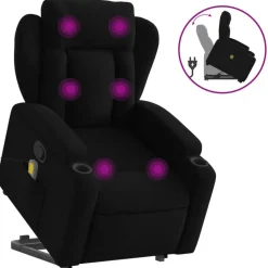 vidaXL Massagefåtölj med uppresningshjälp tyg Svart