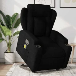 vidaXL Massagefåtölj med uppresningshjälp tyg Svart