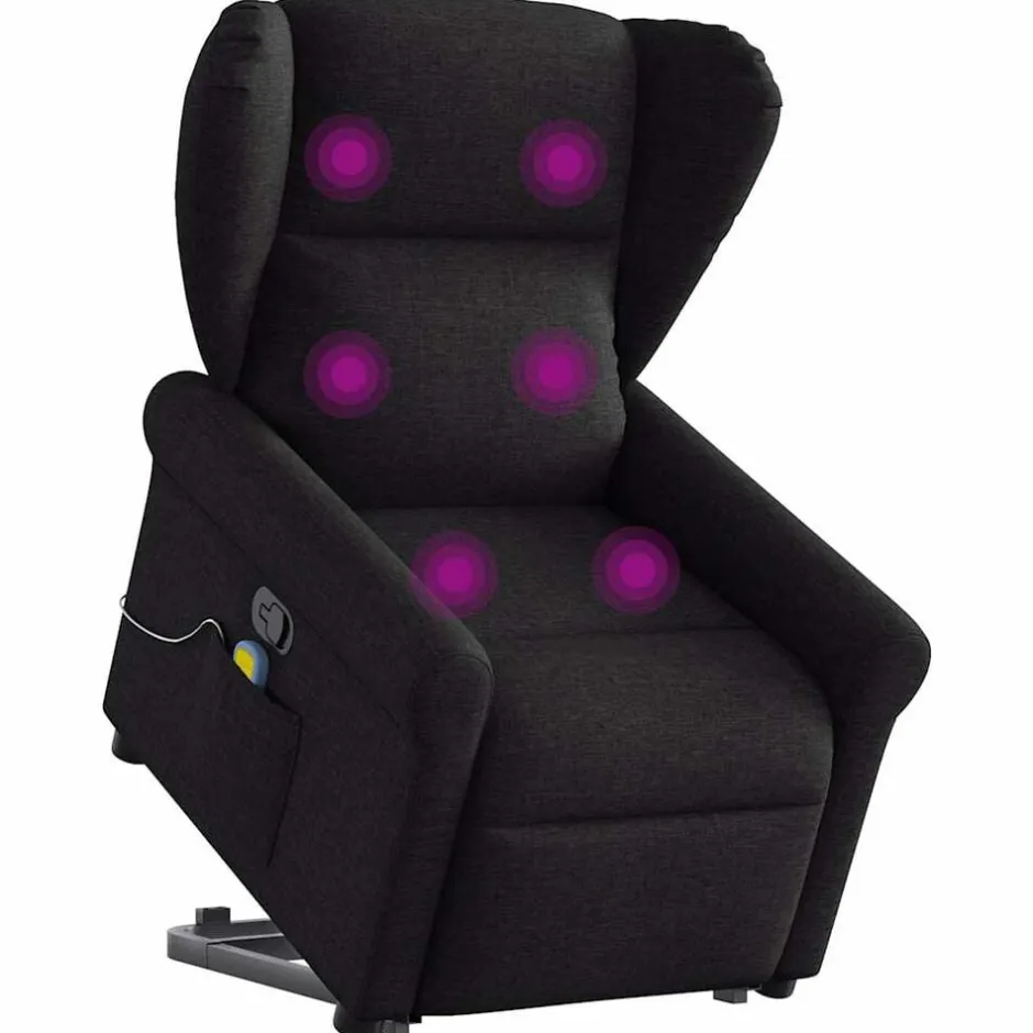 Clearance vidaXL Massagefåtölj med uppresningshjälp tyg Svart