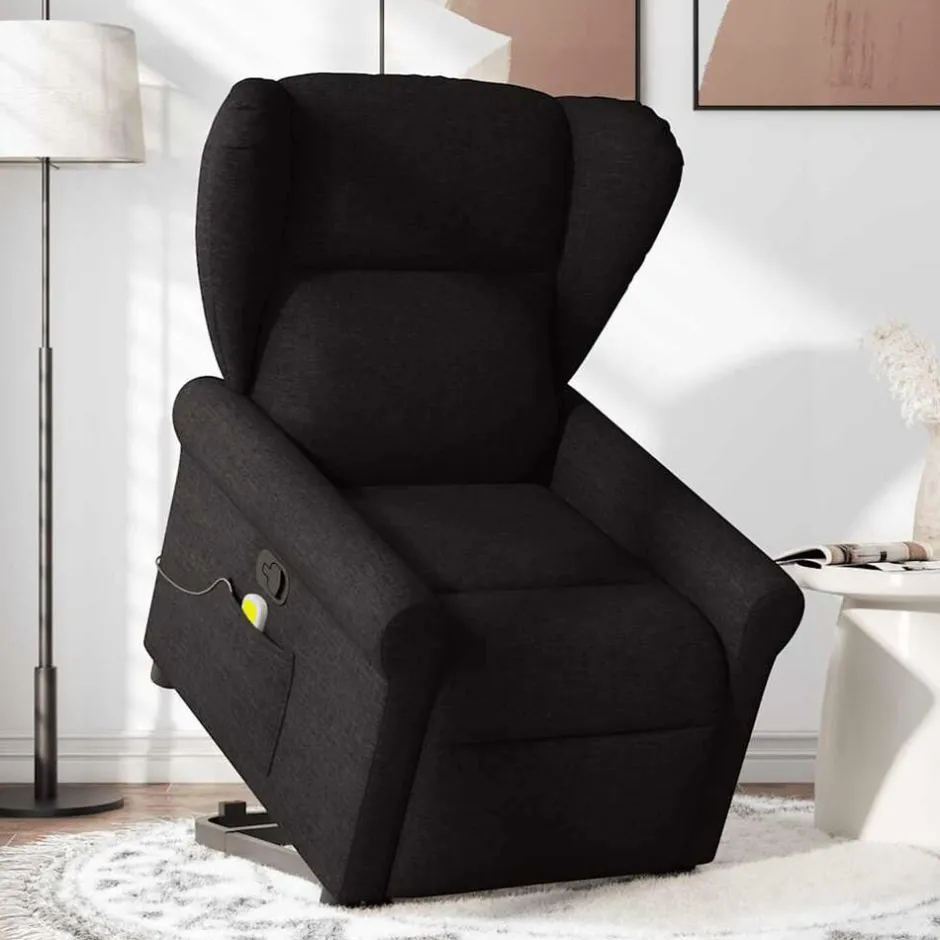 Clearance vidaXL Massagefåtölj med uppresningshjälp tyg Svart